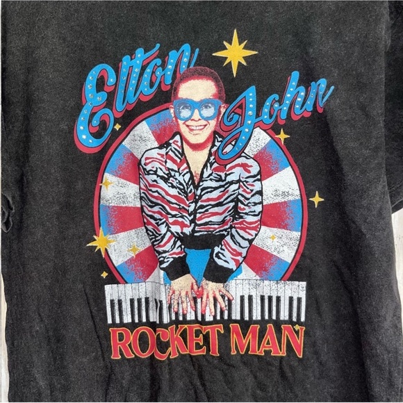 Elton John Rocket Man Black Tee - Picture 3 of 5